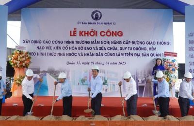  Khởi công xây dựng công trình Trường mầm non; nâng cấp đường giao thông; nạo vét, kiên cố hóa bờ bao và sửa chữa, duy tu đường, hẻm trên địa bàn quận